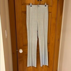 Light Sage Zara Plaid Wide-Leg Pants